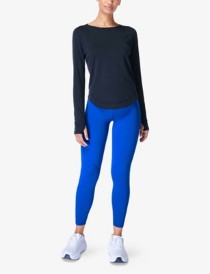 Shop Sweaty Betty Womens  Breathe Easy Running Long-sleeve Stretch-woven Top In Black