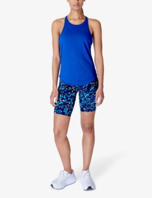 Shop Sweaty Betty Women's Lightning Blue Breathe Easy Run Stretch Recycled-polyester Tank Top