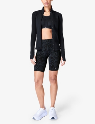 Shop Sweaty Betty Women's Black Athlete Doubleweight Zip-fastened Stretch-nylon Jacket