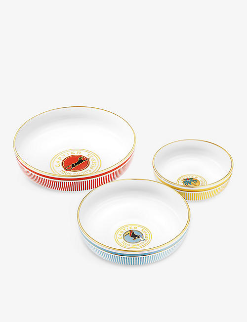 CARTIER: Characters porcelain bowls set of three