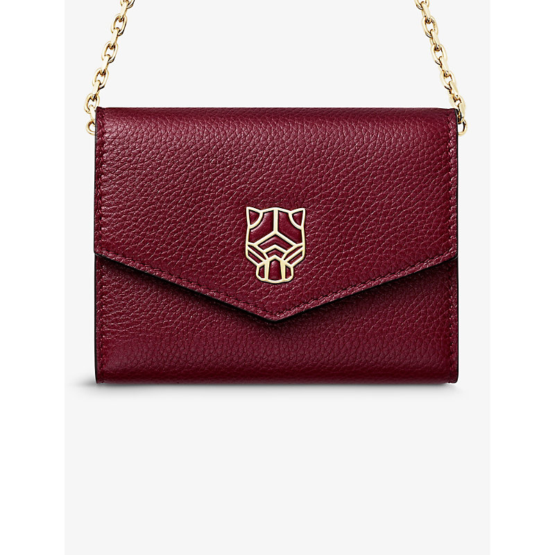 Shop Cartier Panthère De  Mini Chain Leather Wallet-on-chain In Red