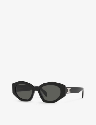 Celine Triomphe Logo Acetate Cat-eye Sunglasses In Black