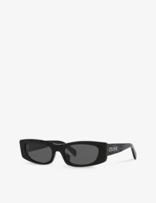 Shop Celine Womens Black Cl4245us Irregular-frame Acetate Sunglasses