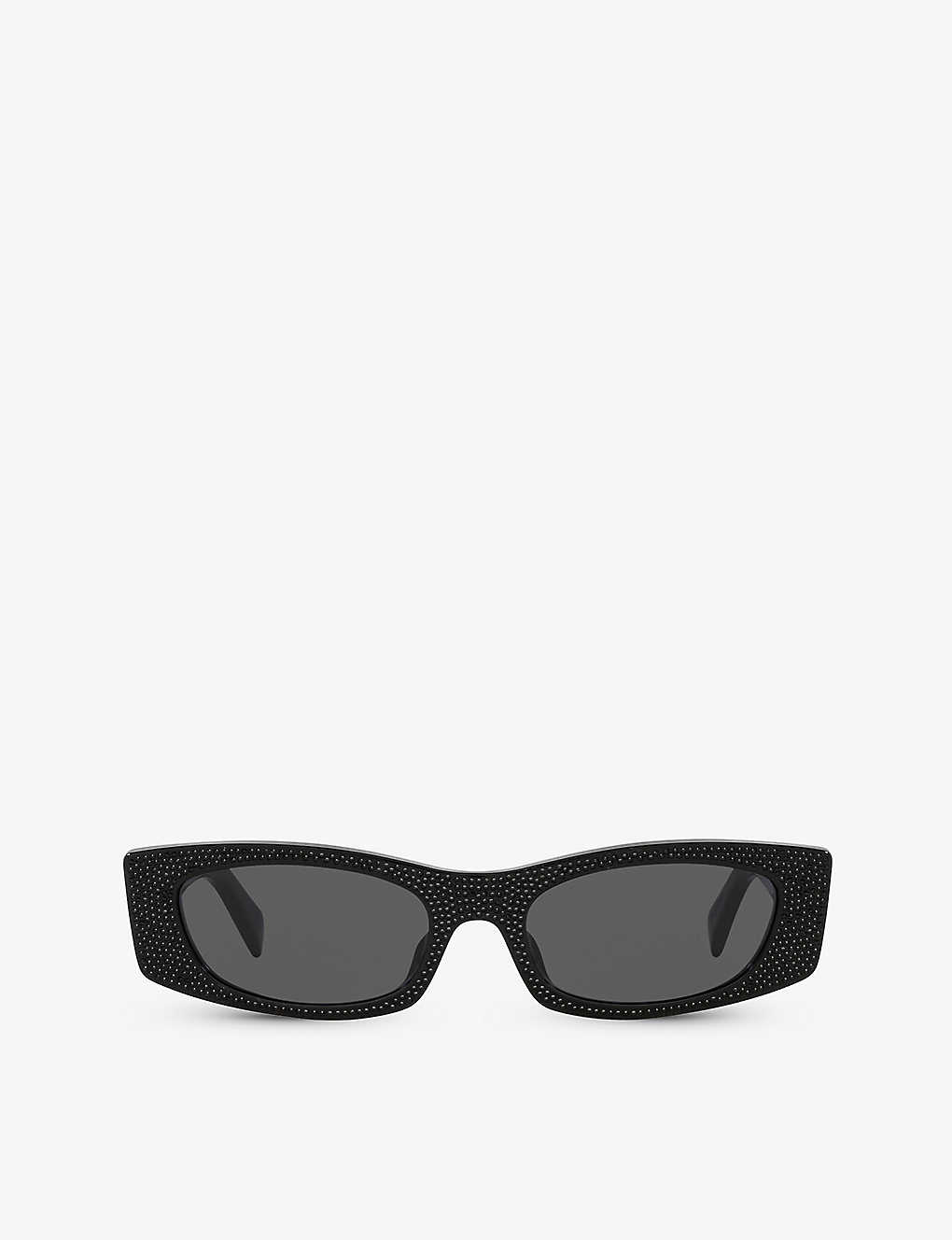 Celine Womens Black Cl4245us Irregular-frame Acetate Sunglasses