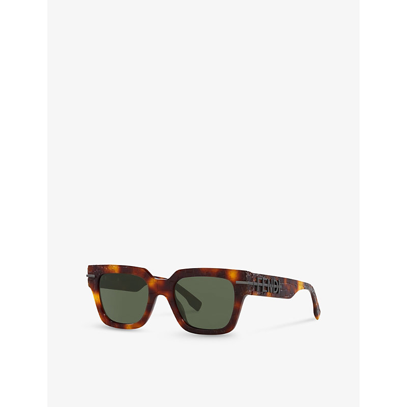 Shop Fendi Women's Yellow Fe40078i Irregular-frame Tortoiseshell Acetate Sunglasses