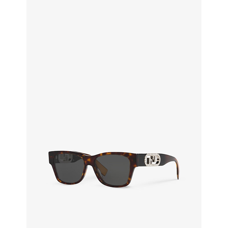 Shop Fendi Women's Yellow Fn000665 Rectangle-frame Acetate Sunglasses