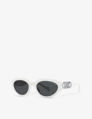 Shop Michael Kors Women's White Mk2192 Empire Branded-arm Oval-frame Acetate Sunglasses
