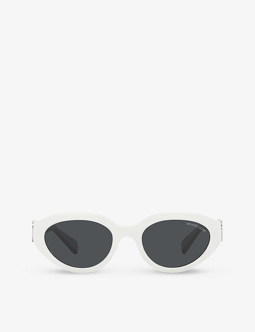 Michael Kors Womens White Mk2192 Empire Branded-arm Oval-frame Acetate Sunglasses