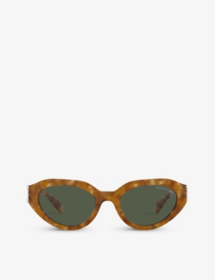 MICHAEL KORS: MK2192 Empire branded-arm oval-frame tortoiseshell acetate sunglasses