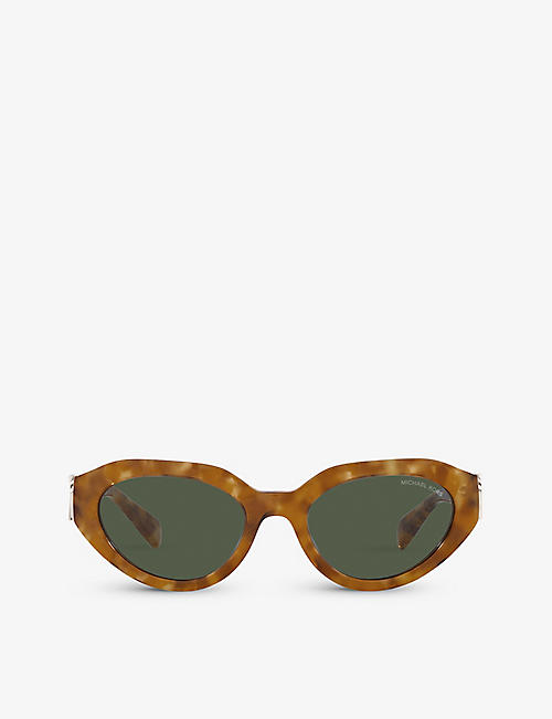 MICHAEL KORS: MK2192 Empire branded-arm oval-frame tortoiseshell acetate sunglasses