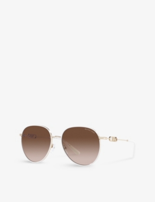Shop Michael Kors Women's Gold Mk1128j Empire Round-frame Tortoiseshell Acetate Sunglasses