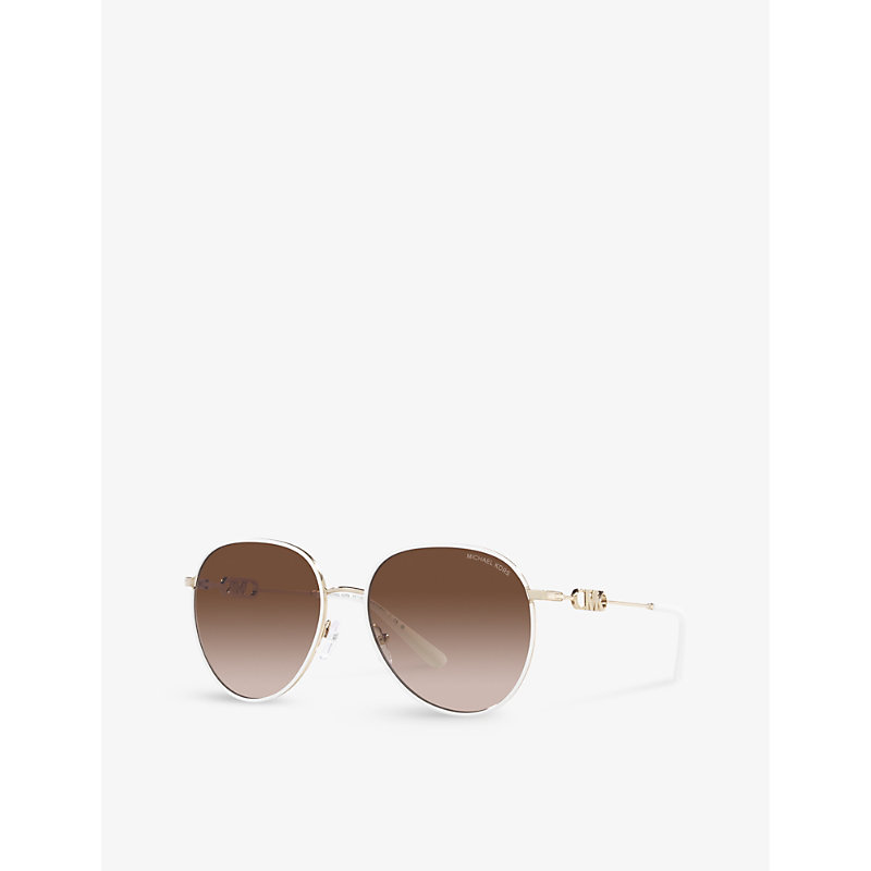 Shop Michael Kors Women's Gold Mk1128j Empire Round-frame Tortoiseshell Acetate Sunglasses