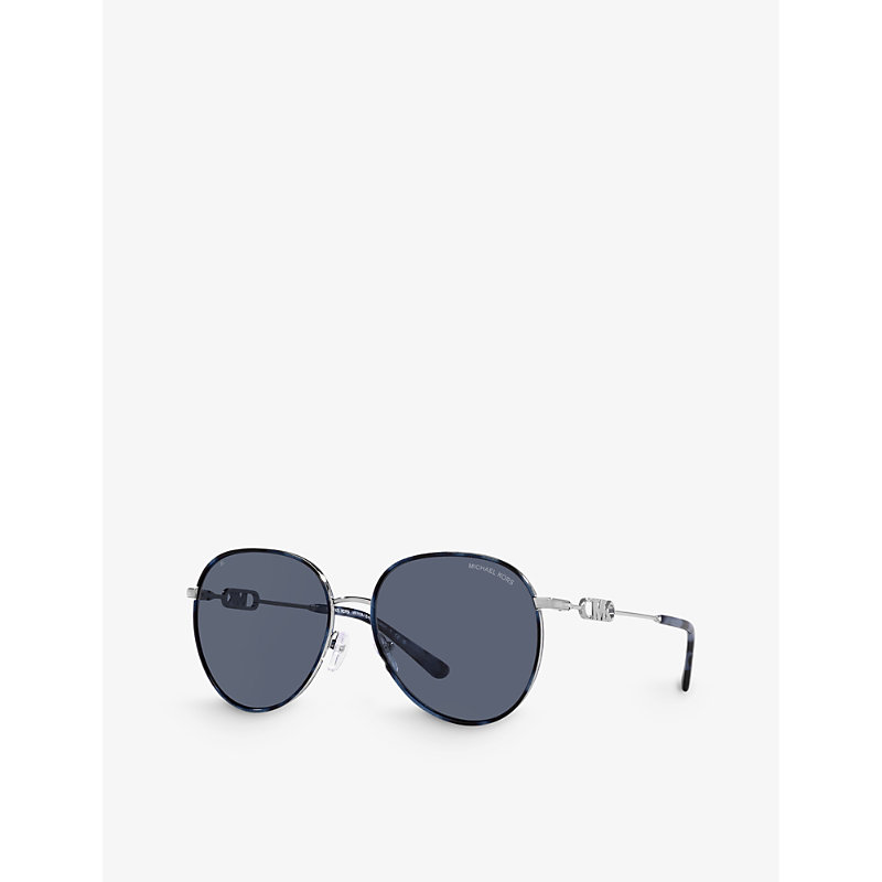 Shop Michael Kors Women's Blue Mk1128j Empire Round-frame Acetate Sunglasses