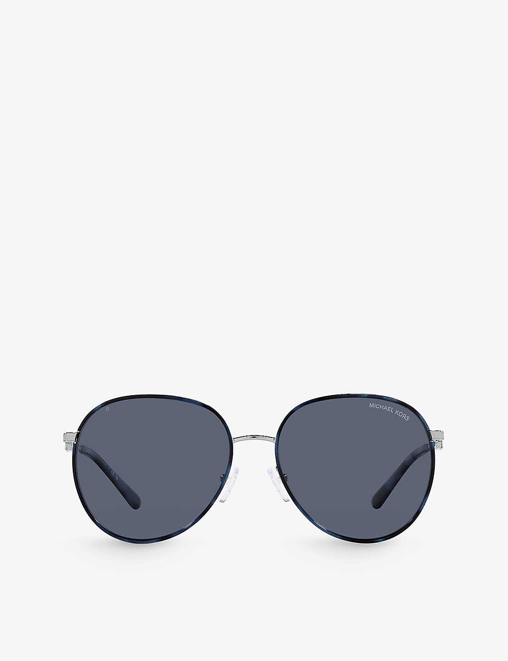 Shop Michael Kors Women's Blue Mk1128j Empire Round-frame Acetate Sunglasses