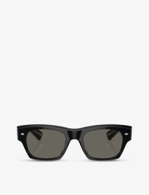 Shop Oliver Peoples Women's Black Ov5514su Kasdan Rectangular-frame Acetate Sunglasses