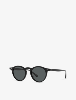 Shop Oliver Peoples Women's Black Ov5504su Round-frame Acetate Sunglasses