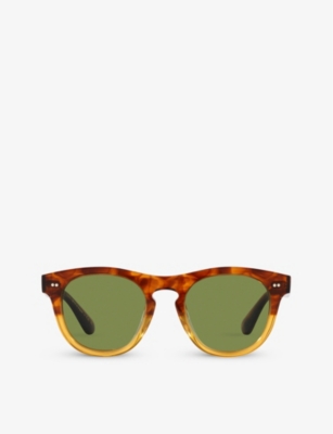 Oliver Peoples Womens Brown Ov5509su Rorke Round-frame Tortoiseshell Acetate Sunglasses
