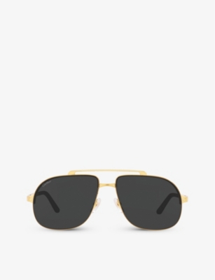 Cartier Womens Gold 6l001601 Ct0353s Pilot-frame Metal Sunglasses
