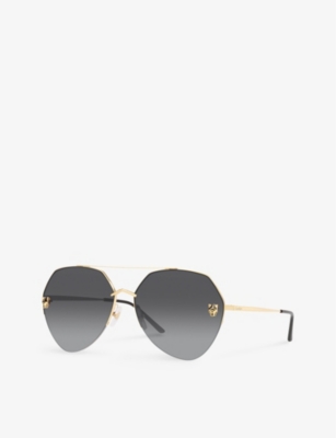 Shop Cartier Women's Gold 6l001602 Ct0355s Round-frame Metal Sunglasses