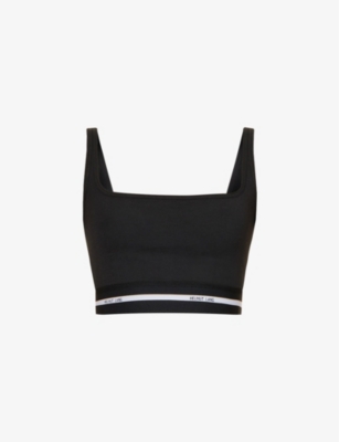 Helmut Lang Cotton Blend Square Neck Crop In Black