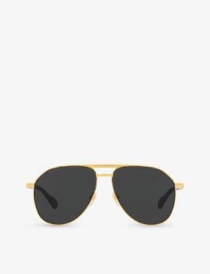 GUCCI: GG1220S aviator-frame metal sunglasses