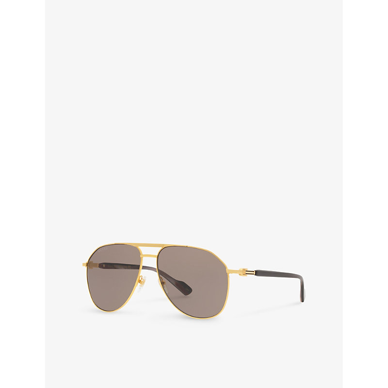 Shop Gucci Women's Gold Gc001938 Gg1220s Pilot-frame Metal Sunglasses