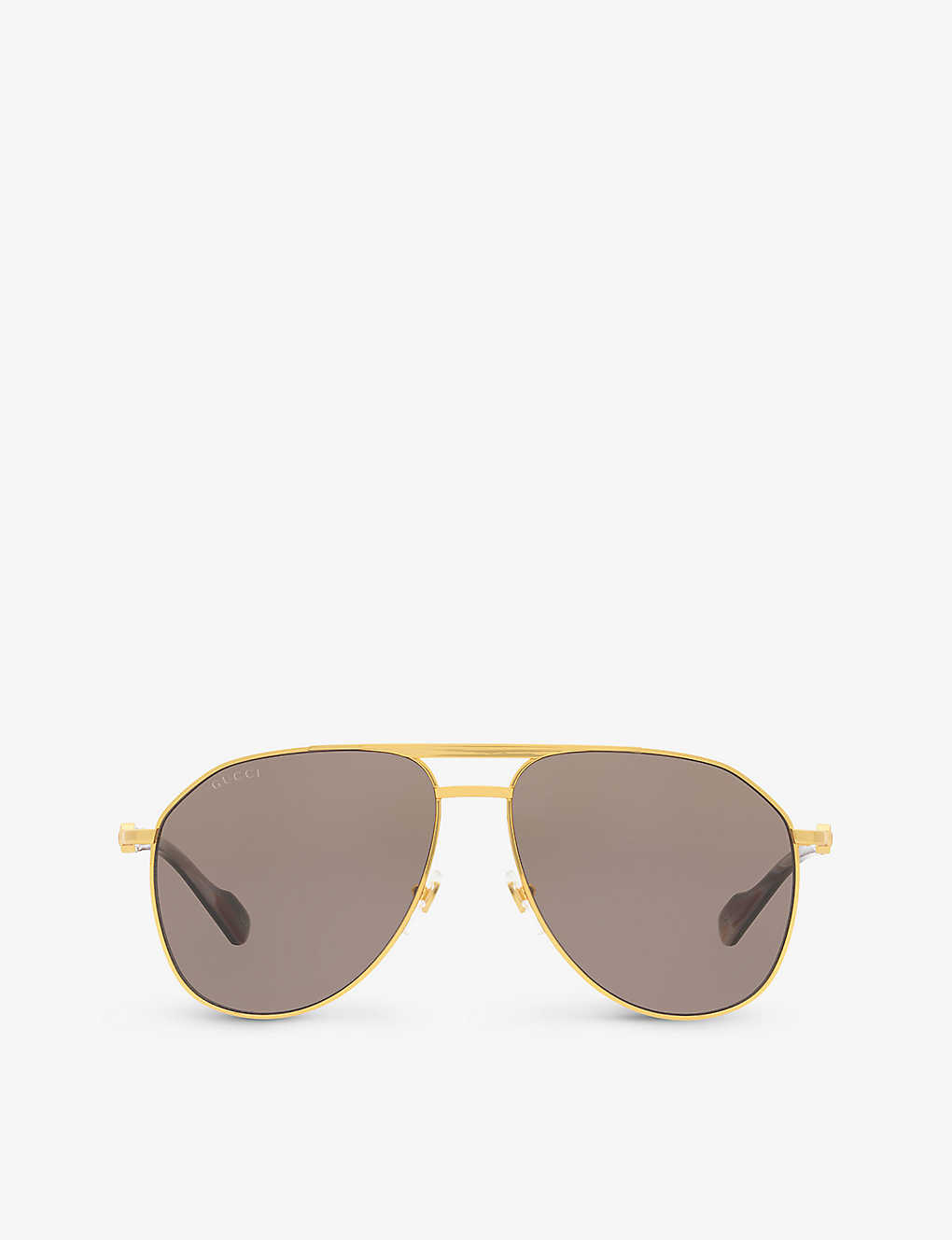 Gucci Womens Gold Gc001938 Gg1220s Pilot-frame Metal Sunglasses