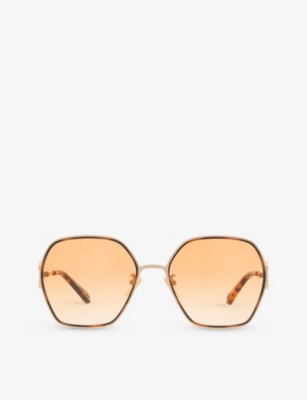 Shop Chloé Chloe Women's Gold 6n000458 Ch0146s Pilot-frame Metal Sunglasses