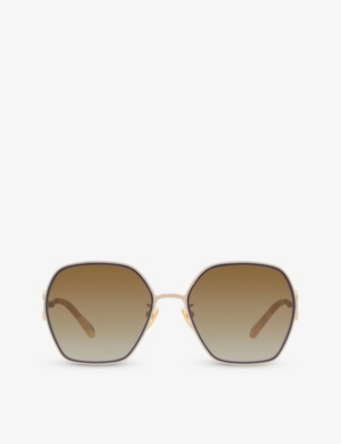 CHLOE: 6N000458 CH0146S pilot-frame metal sunglasses