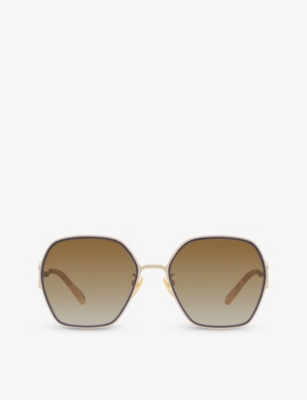 Chloé Chloe Womens Gold 6n000458 Ch0146s Pilot-frame Metal Sunglasses In Brown