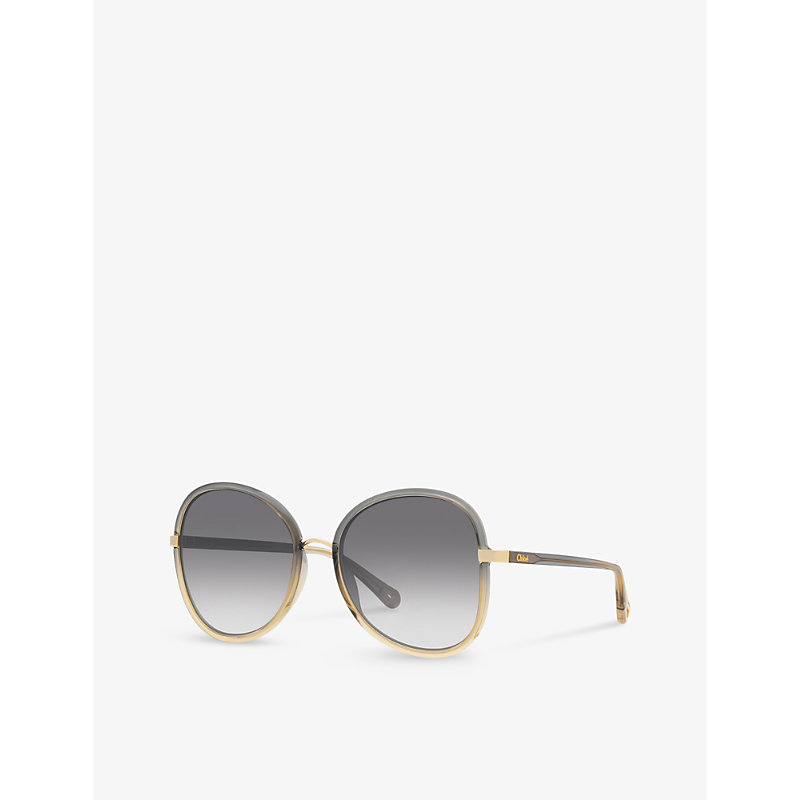 Shop Chloé Chloe Women's Grey Ch0030s Butterfly-frame Acetate Sunglasses