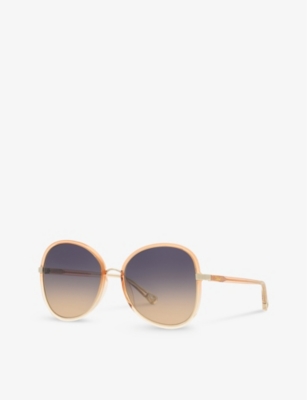 Shop Chloé Chloe Women's Orange Ch0030s Butterfly-frame Acetate Sunglasses