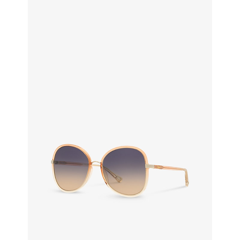 Shop Chloé Chloe Women's Orange Ch0030s Butterfly-frame Acetate Sunglasses