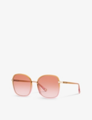 Shop Chloé Chloe Women's Yellow Ch0031s Square-frame Acetate Sunglasses