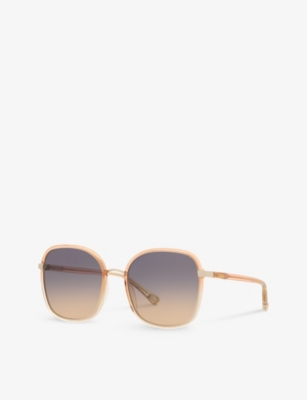 Shop Chloé Chloe Women's Orange Ch0031s Square-frame Acetate Sunglasses