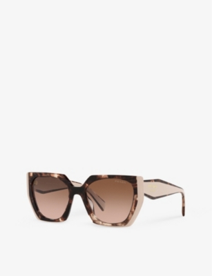 Shop Prada Women's Brown Pr 15ws Rectangular-frame Acetate Sunglasses