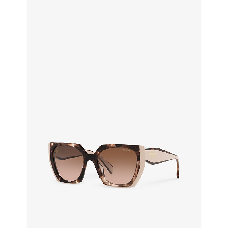Shop Prada Women's Brown Pr 15ws Rectangular-frame Acetate Sunglasses
