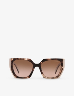 Shop Prada Women's Brown Pr 15ws Rectangular-frame Acetate Sunglasses