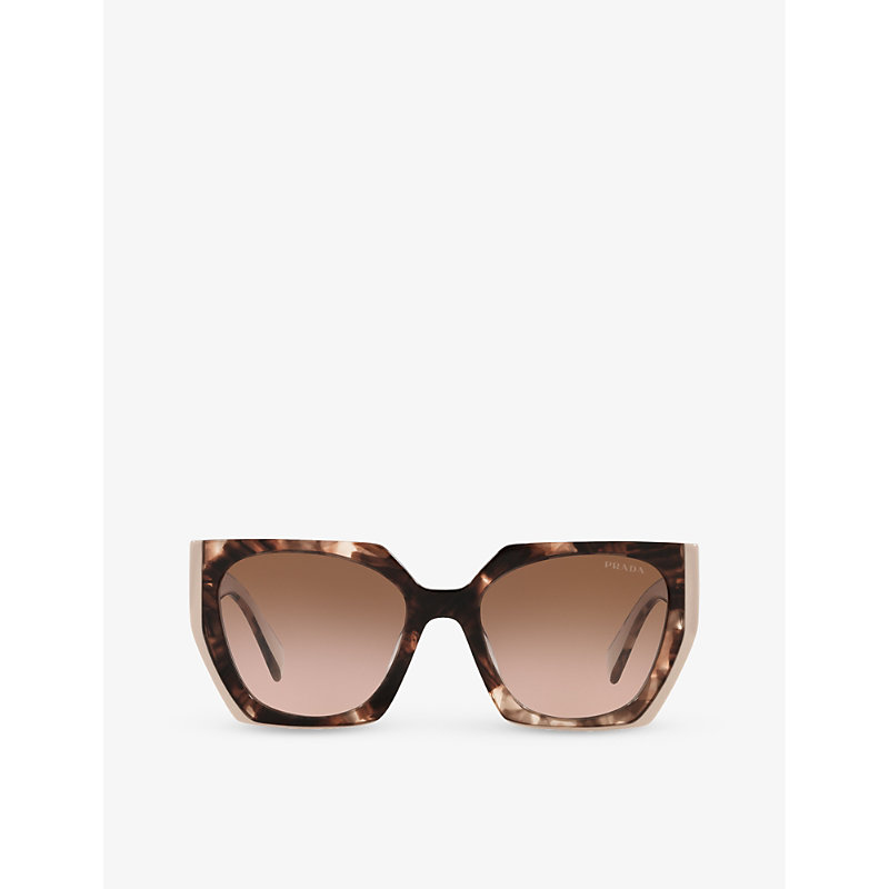 Shop Prada Women's Brown Pr 15ws Rectangular-frame Acetate Sunglasses