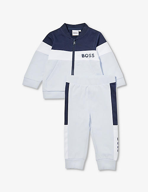 BOSS: Logo-print stretch-cotton jersey tracksuit 1-18 months