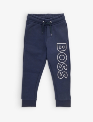 BOSS: Logo-print elasticated-waist cotton-blend jogging bottoms 4-16 years