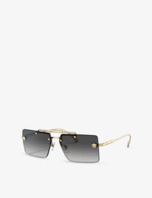 Versace Womens Ve2245 Rectangular-frame Metal Sunglasses Gold In Gold