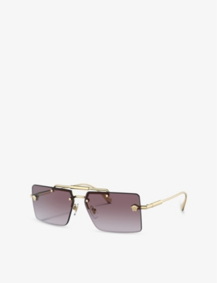 Versace Pink Gradient Flash Mirror Rectangular Ladies Sunglasses Ve2245 100258 60 In Brown