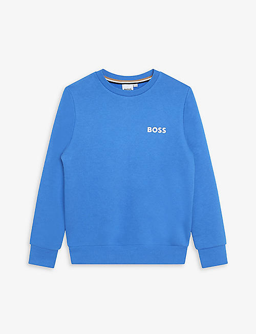 BOSS: Logo-print long-sleeve cotton-jersey sweatshirt 4-16 years