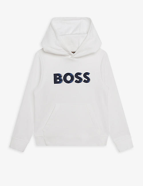 BOSS: Logo-print regular-fit cotton-jersey hoody 4-16 years