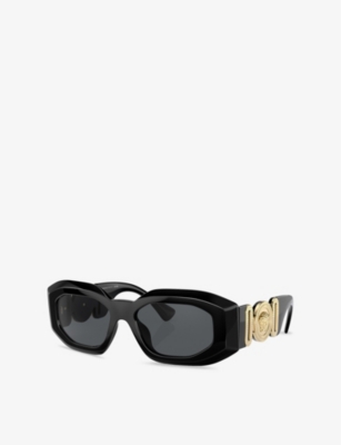 Versace Womens Black Ve4425u Maxi Medusa Oval-frame Nylon Sunglasses In Black
