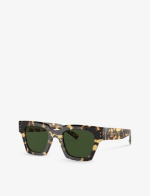 Shop Dolce & Gabbana Women's Yellow Dg4413 Square-frame Acetate Sunglasses