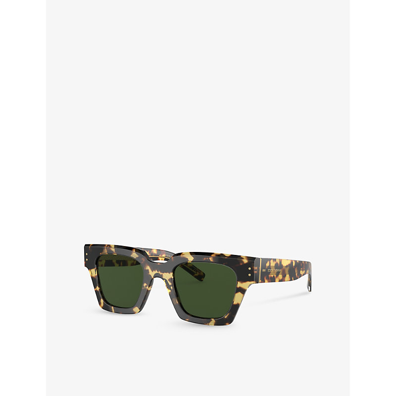 Shop Dolce & Gabbana Women's Yellow Dg4413 Square-frame Acetate Sunglasses