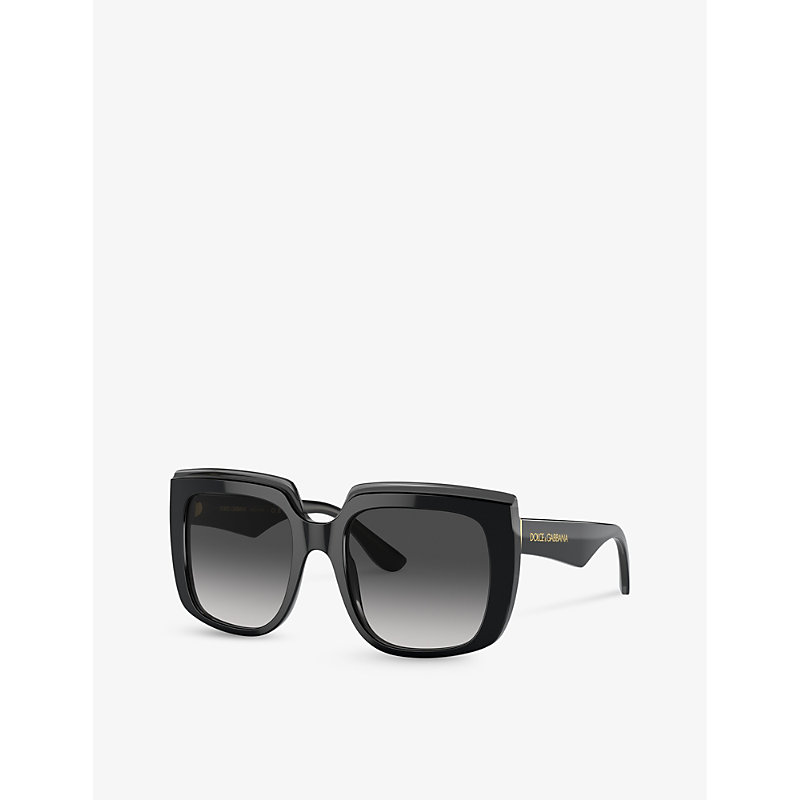 Shop Dolce & Gabbana Women's Black Dg4414 Square-frame Acetate Sunglasses