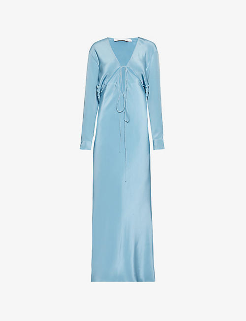 CHRISTOPHER ESBER: Cut-out long-sleeve silk maxi dress
